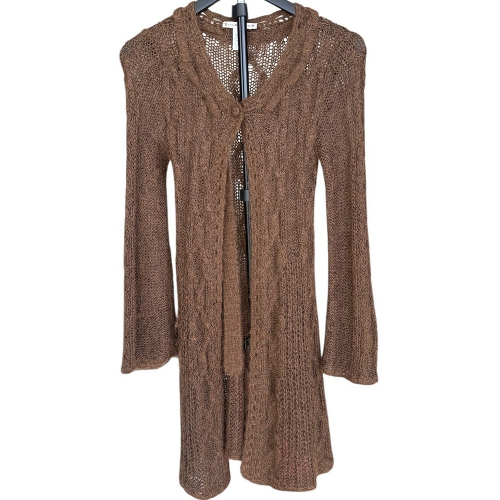 Nanette Lepore Womens Y2K  Wool Mohair Long Knit Cardigan Duster XS Fairy Grunge